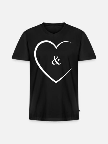 & und Zeichen Hochzeit - Männer Premium Bio T-Shirt mit V-Ausschnitt - Schwarz