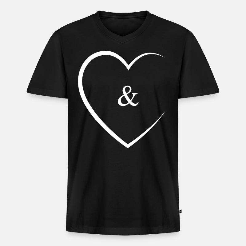 & und Zeichen Hochzeit - Männer Premium Bio T-Shirt mit V-Ausschnitt - Schwarz