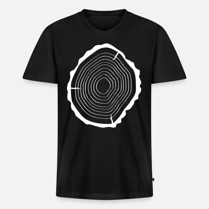 Baum Holz - Männer Premium Bio T-Shirt mit V-Ausschnitt - Schwarz