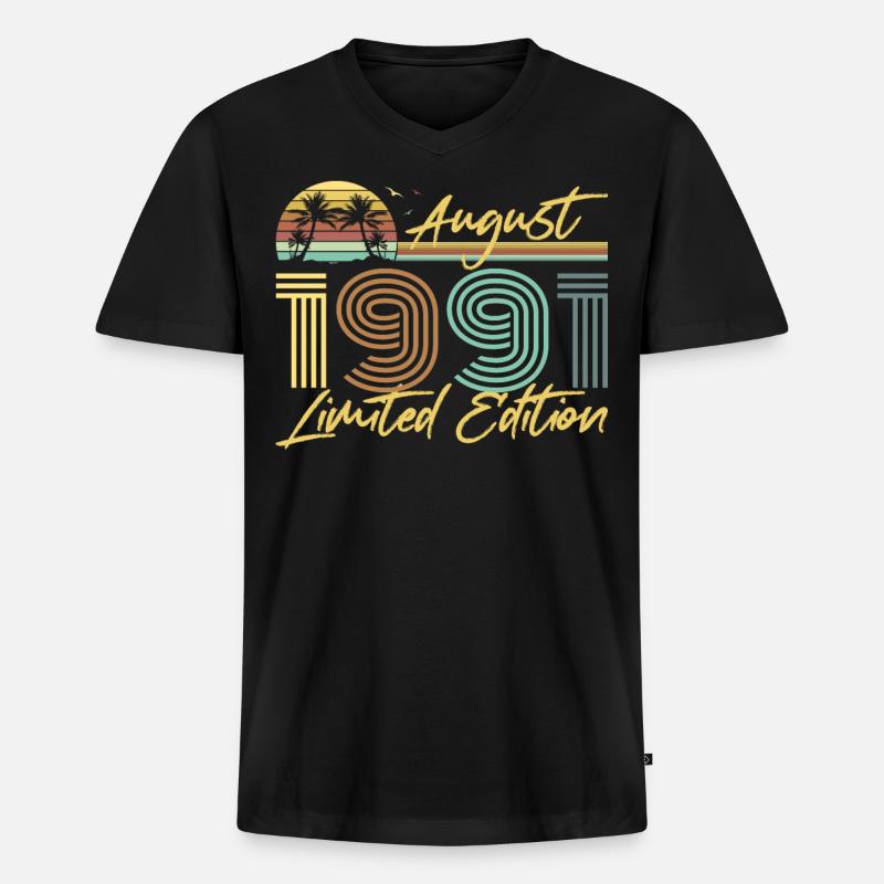 August 1991 - Männer Premium Bio T-Shirt mit V-Ausschnitt - Schwarz