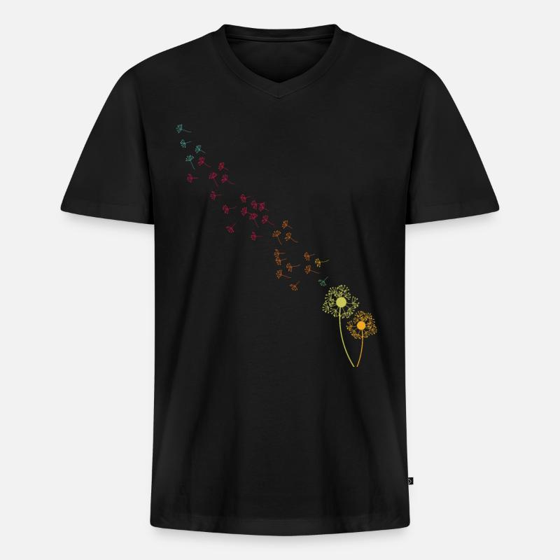 Pusteblume Löwenzahn - Männer Premium Bio T-Shirt mit V-Ausschnitt - Schwarz