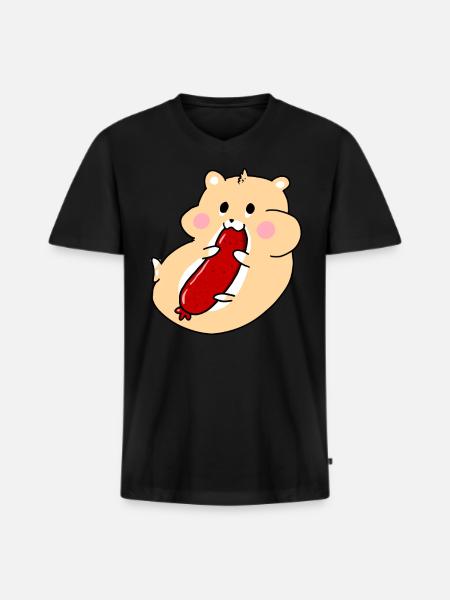Hamster au salami - T-shirt encolure en V Premium bio Homme - noir