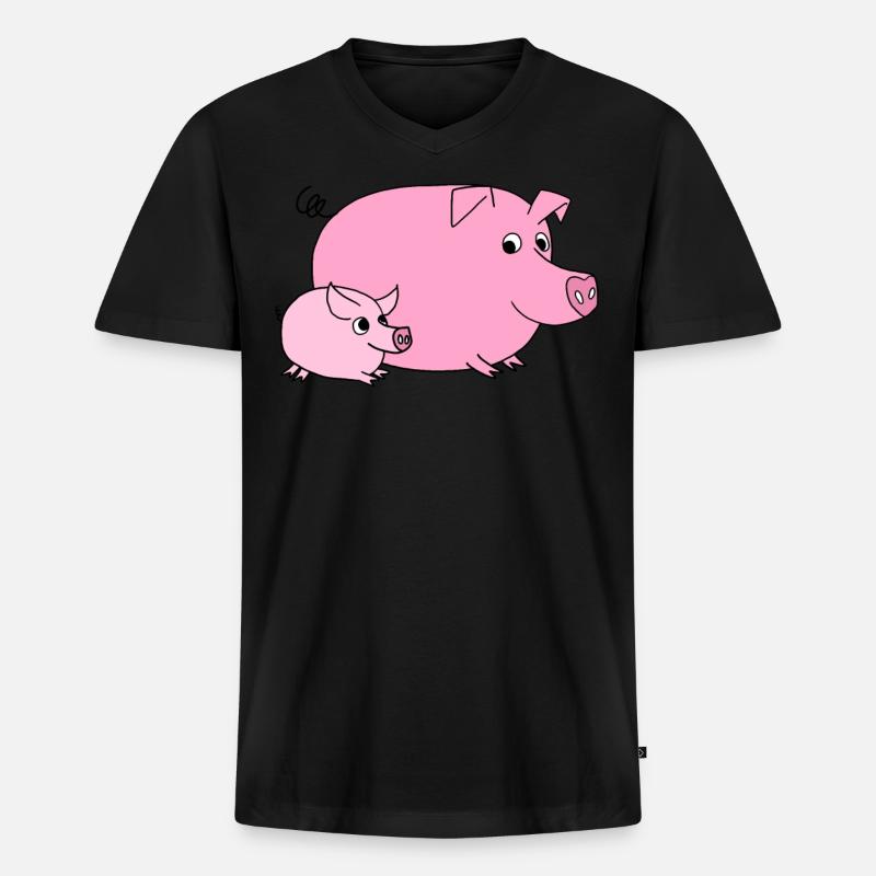 Schwein - Männer Premium Bio T-Shirt mit V-Ausschnitt - Schwarz