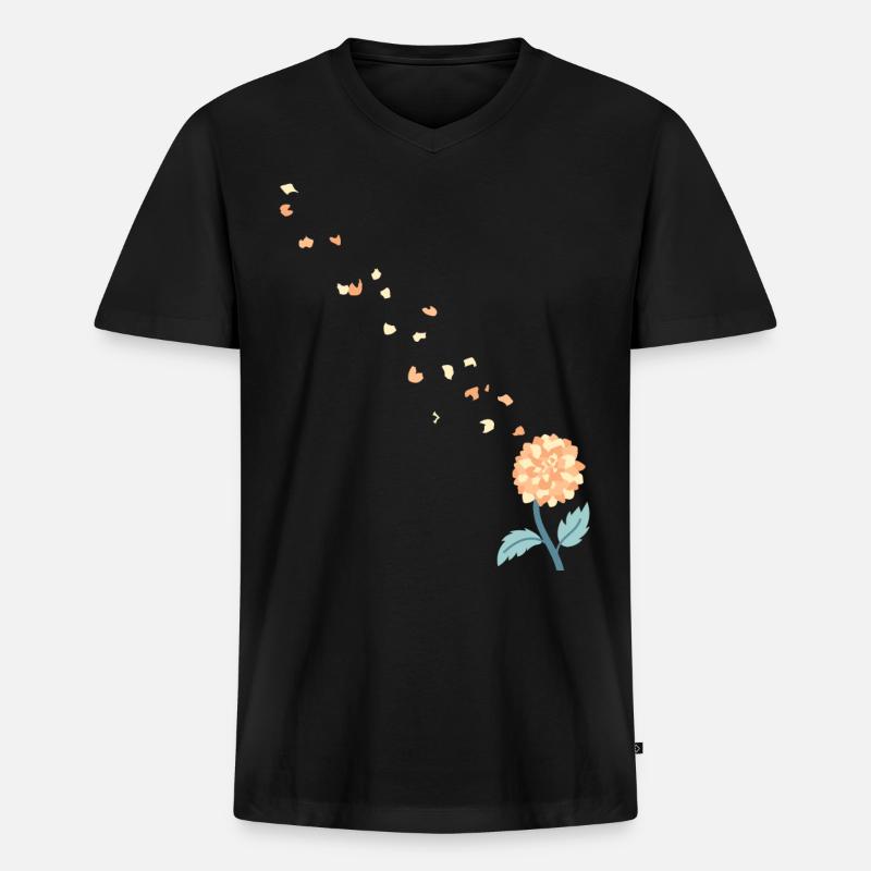 Blume - Männer Premium Bio T-Shirt mit V-Ausschnitt - Schwarz