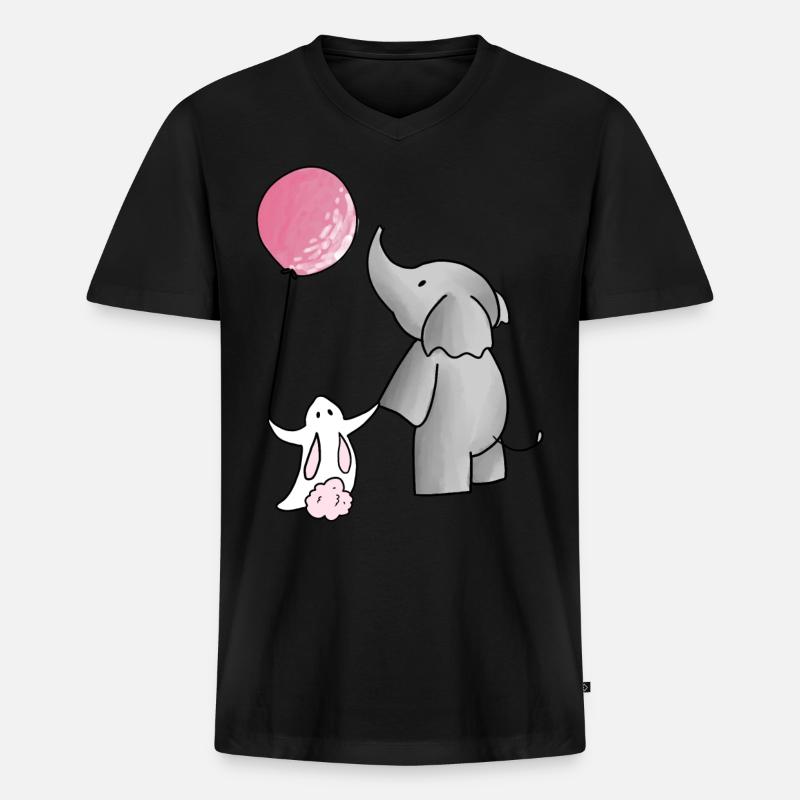 Elefant mit Hase - Männer Premium Bio T-Shirt mit V-Ausschnitt - Schwarz