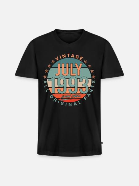 July 1993 - Men's Premium Organic T-shirt with V-neck - black