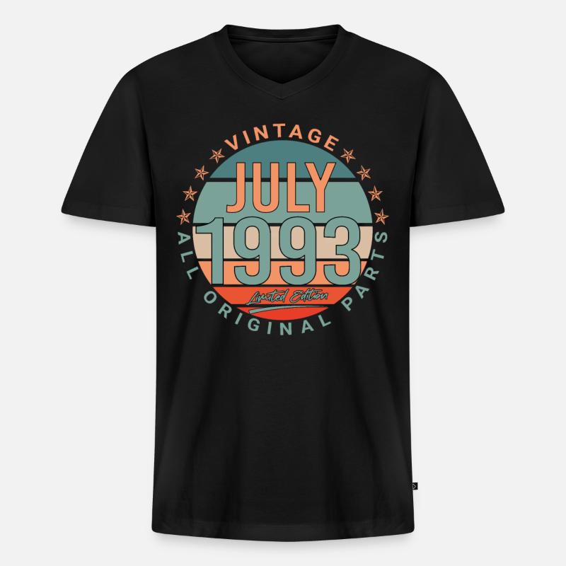 Juli 1993 - Männer Premium Bio T-Shirt mit V-Ausschnitt - Schwarz