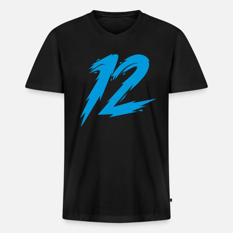 12 - Männer Premium Bio T-Shirt mit V-Ausschnitt - Schwarz