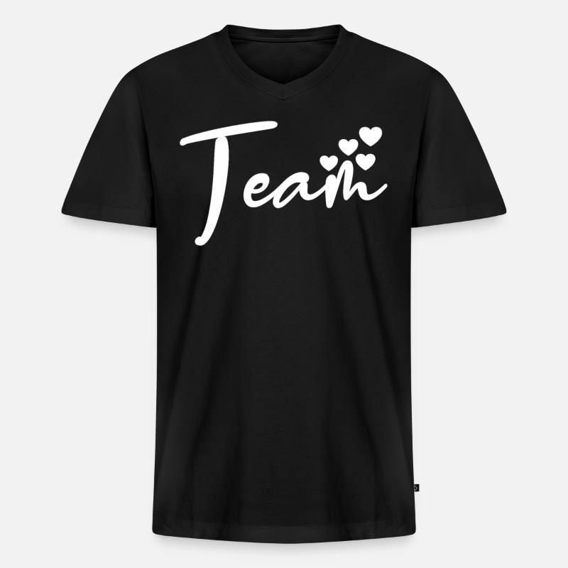 Liebe Team Herz - Männer Premium Bio T-Shirt mit V-Ausschnitt - Schwarz