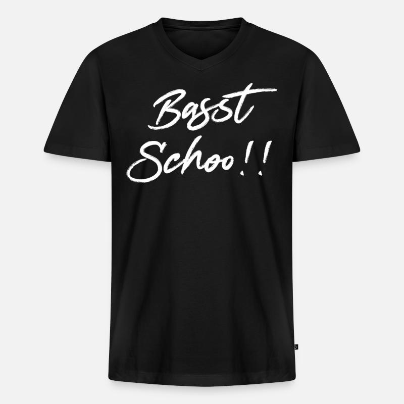 Basst scho - Männer Premium Bio T-Shirt mit V-Ausschnitt - Schwarz