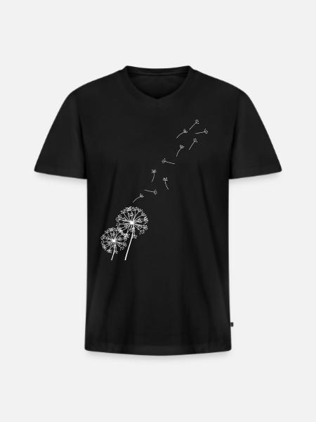 Dandelion puff flower - Men's Premium Organic T-shirt with V-neck - black