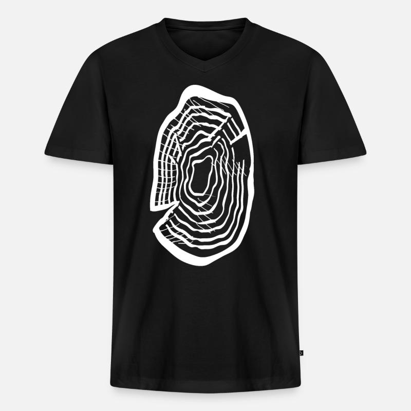 Holzscheibe - Männer Premium Bio T-Shirt mit V-Ausschnitt - Schwarz