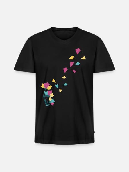 flowers - Men's Premium Organic T-shirt with V-neck - black