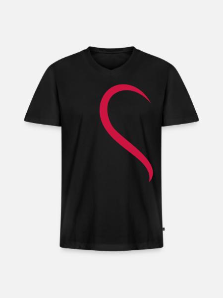Liebe - Herz - Rot - Männer Premium Bio T-Shirt mit V-Ausschnitt - Schwarz