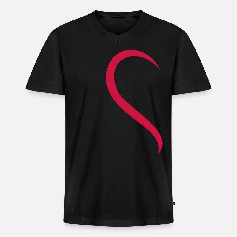 Liebe - Herz - Rot - Männer Premium Bio T-Shirt mit V-Ausschnitt - Schwarz