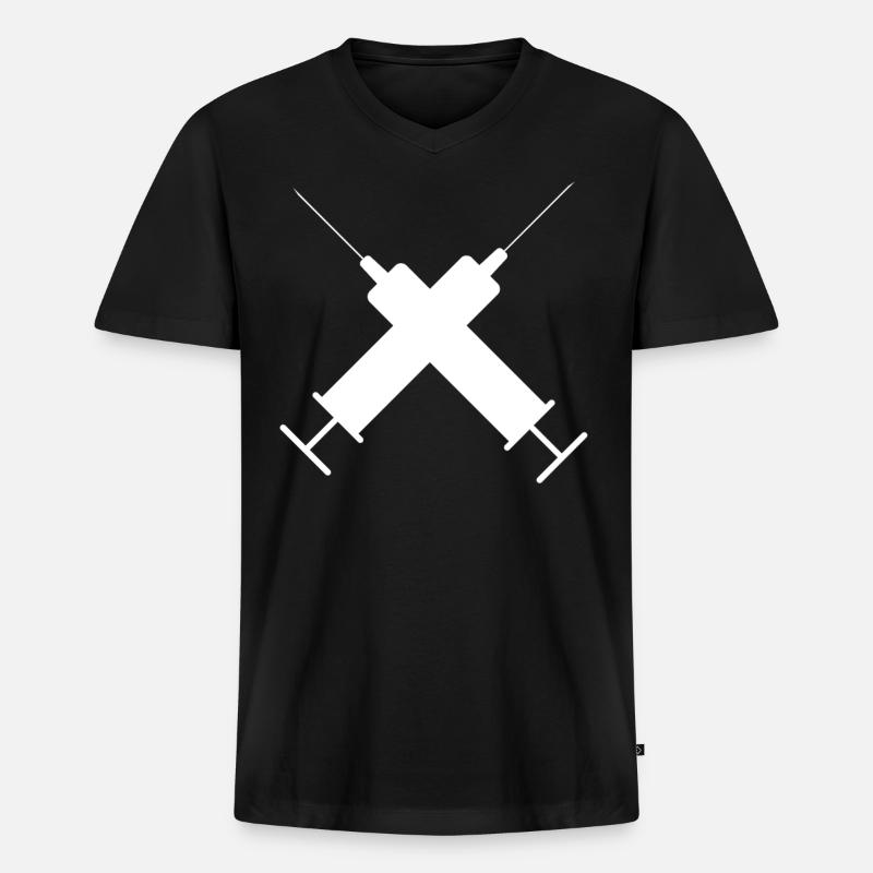 Spritze - Männer Premium Bio T-Shirt mit V-Ausschnitt - Schwarz