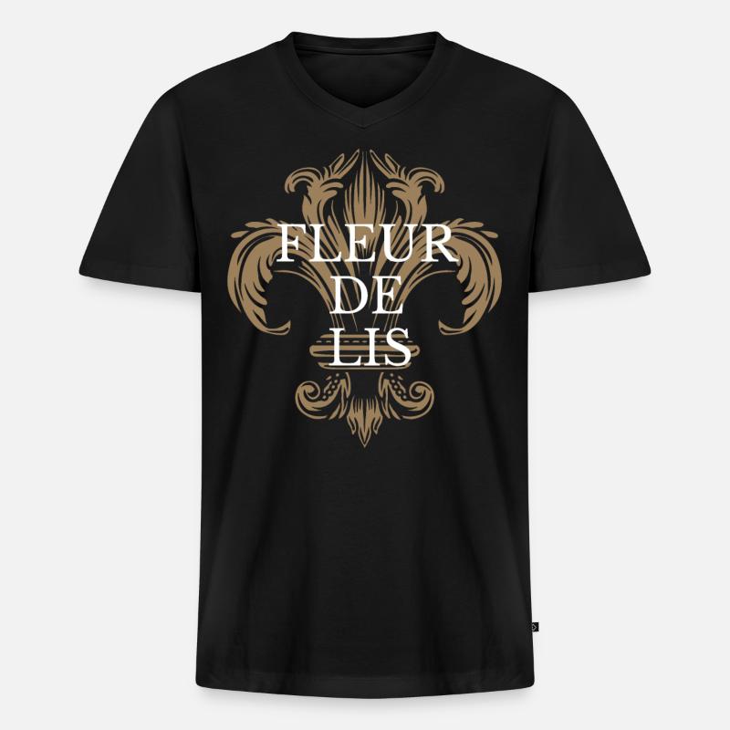 Fleur de Lis - Männer Premium Bio T-Shirt mit V-Ausschnitt - Schwarz