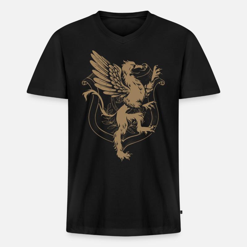 heraldischer Greif - Männer Premium Bio T-Shirt mit V-Ausschnitt - Schwarz