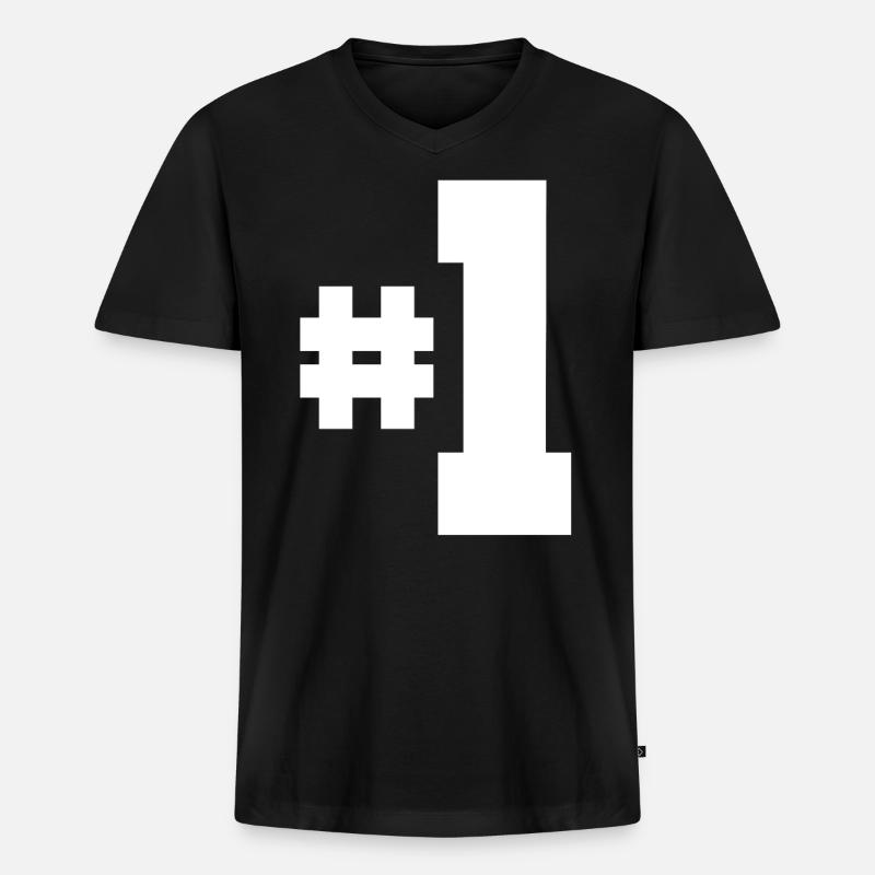 Nummer 1 - Männer Premium Bio T-Shirt mit V-Ausschnitt - Schwarz
