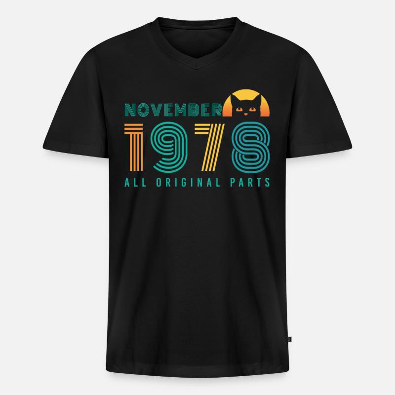November 1978 Retro Geschenkidee - Männer Premium Bio T-Shirt mit V-Ausschnitt - Schwarz