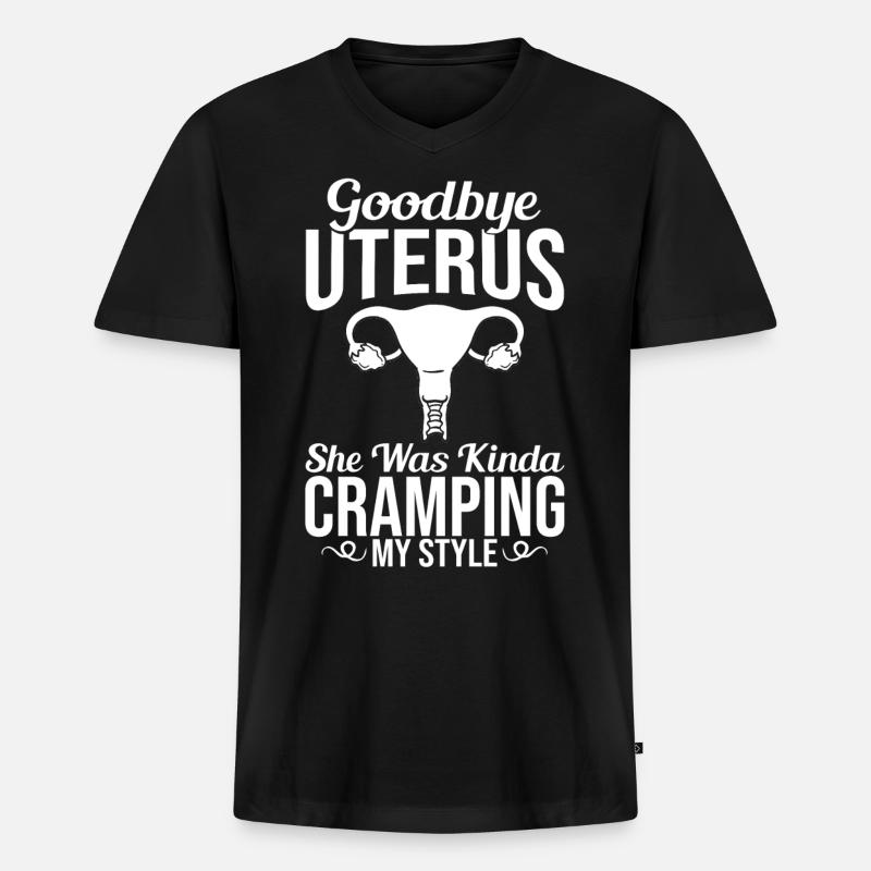 Hysterektomie Gebärmutter Operation Entfernung - Männer Premium Bio T-Shirt mit V-Ausschnitt - Schwarz
