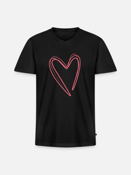 Pink Heart - Men's Premium Organic T-shirt with V-neck - black