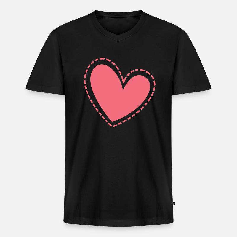 Pinkes Herz Geschenkidee - Männer Premium Bio T-Shirt mit V-Ausschnitt - Schwarz