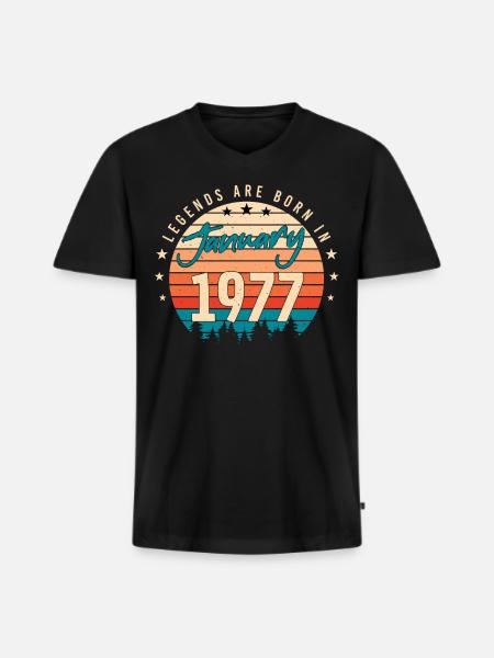 Januar 1977 Retro Legende - Männer Premium Bio T-Shirt mit V-Ausschnitt - Schwarz