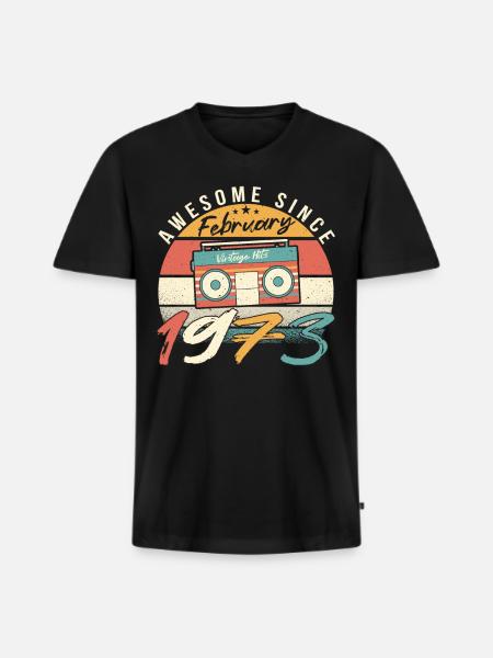 February 1973 Retro - Men's Premium Organic T-shirt with V-neck - black