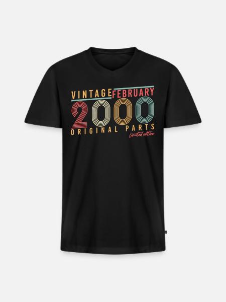 Geschenkidee Original Februar 2000 - Männer Premium Bio T-Shirt mit V-Ausschnitt - Schwarz