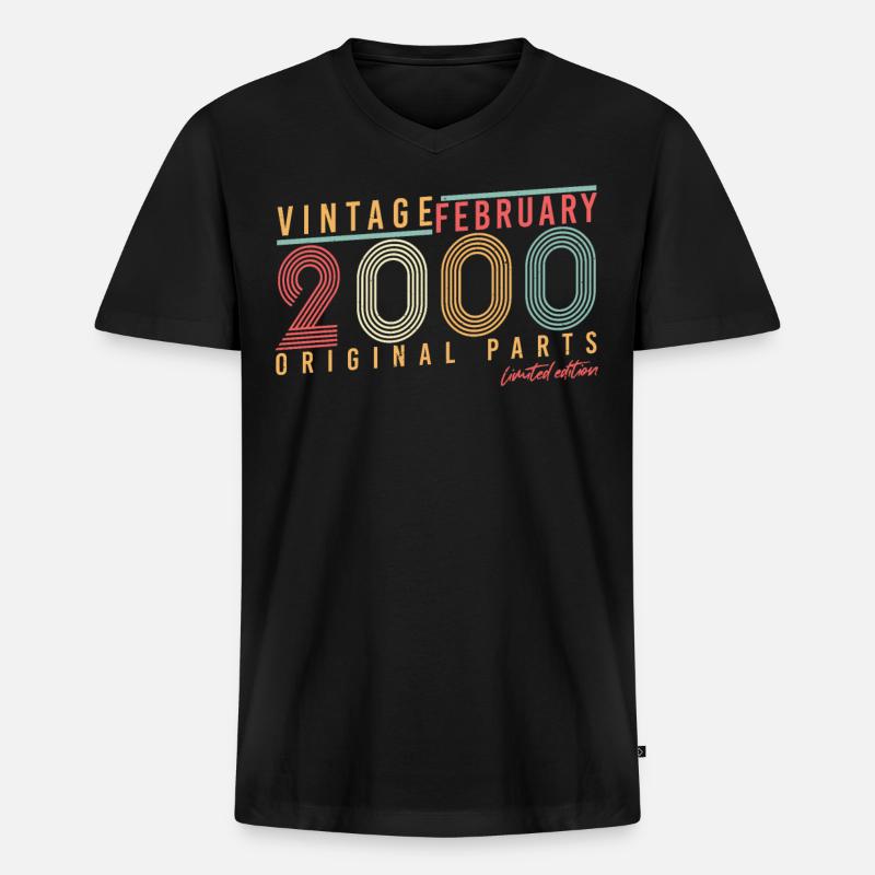 Geschenkidee Original Februar 2000 - Männer Premium Bio T-Shirt mit V-Ausschnitt - Schwarz