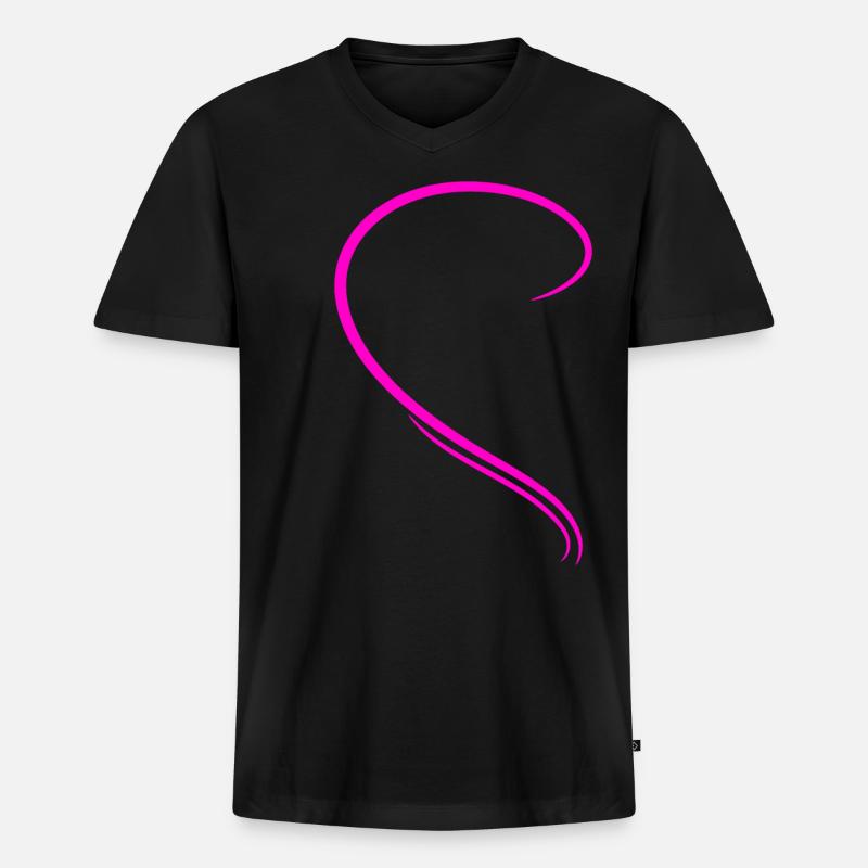 Halbes Pinkes Herz - Männer Premium Bio T-Shirt mit V-Ausschnitt - Schwarz