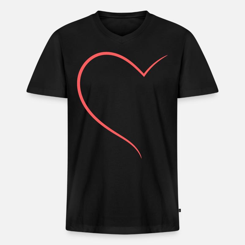 Halbes Herz Oranges Design - Männer Premium Bio T-Shirt mit V-Ausschnitt - Schwarz