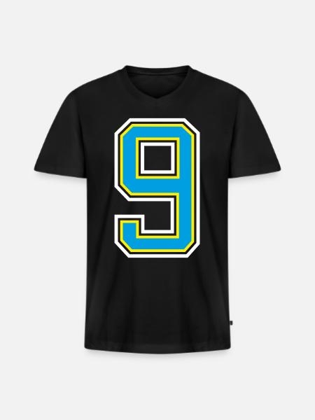 Number 9 Blue design - Men's Premium Organic T-shirt with V-neck - black