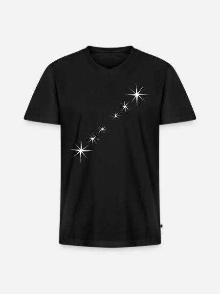 Étoiles Blanc - T-shirt encolure en V Premium bio Homme - noir