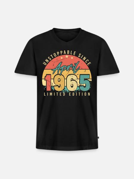 Avril 1965 imparable - T-shirt encolure en V Premium bio Homme - noir
