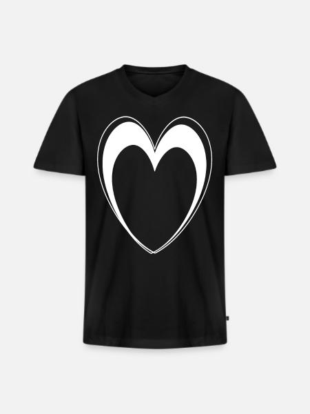 White Heart - Men's Premium Organic T-shirt with V-neck - black