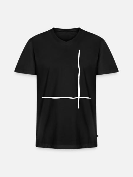 Lignes blanches Ondulées - T-shirt encolure en V Premium bio Homme - noir