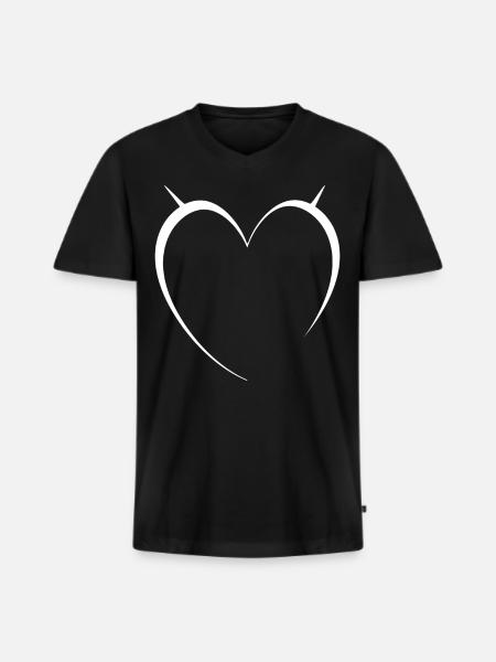 Heart White Simple Design - Men's Premium Organic T-shirt with V-neck - black
