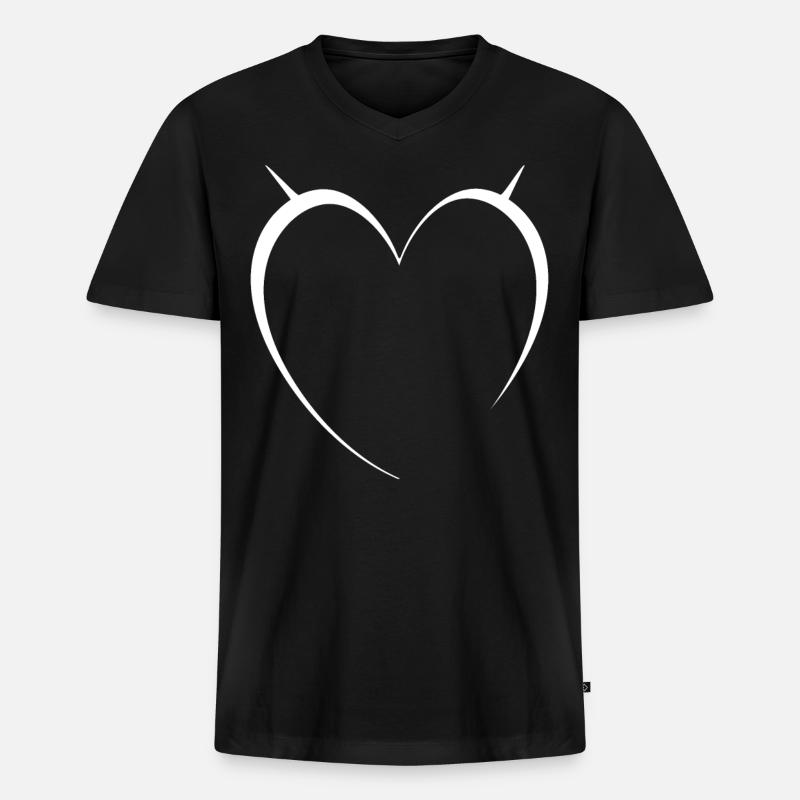 Herz Weiss Einfaches Design - Männer Premium Bio T-Shirt mit V-Ausschnitt - Schwarz