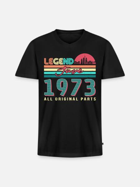 Geschenk 1973 Juni - Männer Premium Bio T-Shirt mit V-Ausschnitt - Schwarz