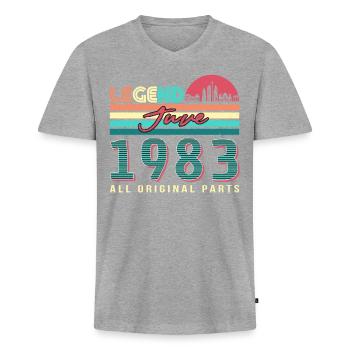 1983 Juni Retro - Männer Premium Bio T-Shirt mit V-Ausschnitt - Grau meliert - Vorne