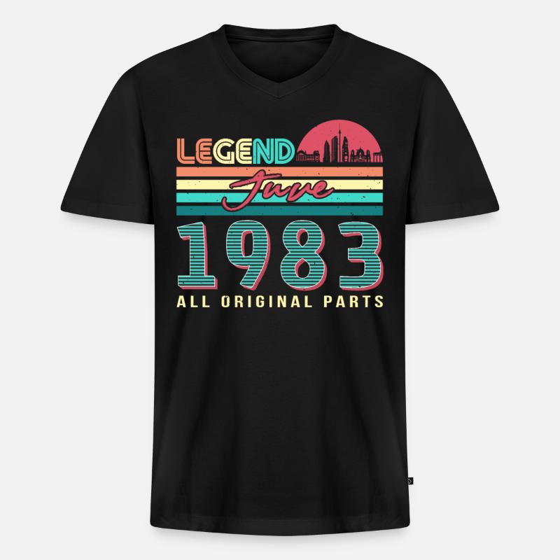 1983 Juni Retro - Männer Premium Bio T-Shirt mit V-Ausschnitt - Schwarz