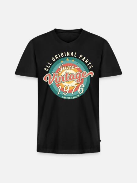 June 1976 Original - Men's Premium Organic T-shirt with V-neck - black