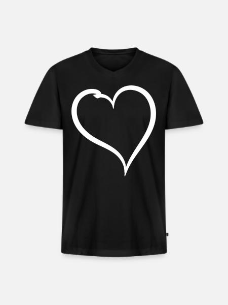 Cœur Blanc Simple - T-shirt encolure en V Premium bio Homme - noir