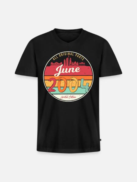 June 2004 Finally 18 years - Men's Premium Organic T-shirt with V-neck - black