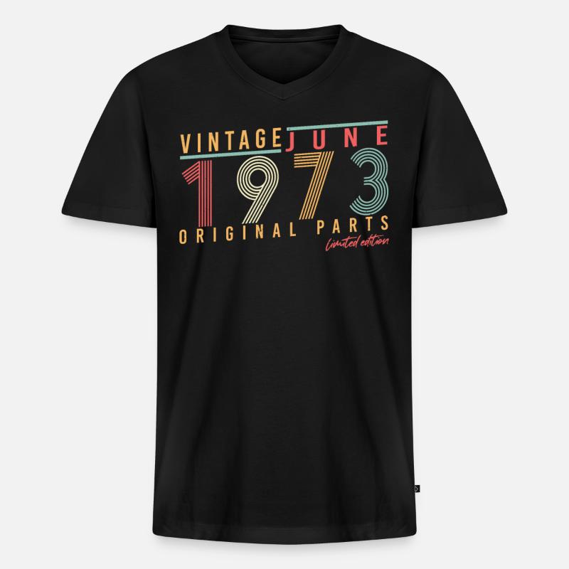 1973 Juni Retro - Männer Premium Bio T-Shirt mit V-Ausschnitt - Schwarz