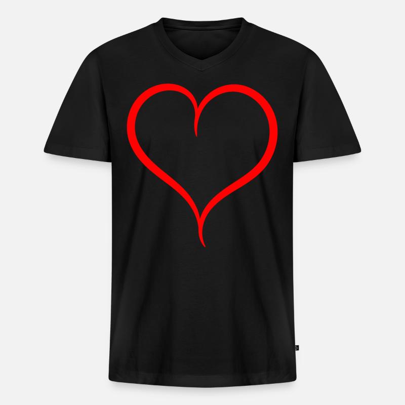 Einfaches Rotes Herz - Männer Premium Bio T-Shirt mit V-Ausschnitt - Schwarz