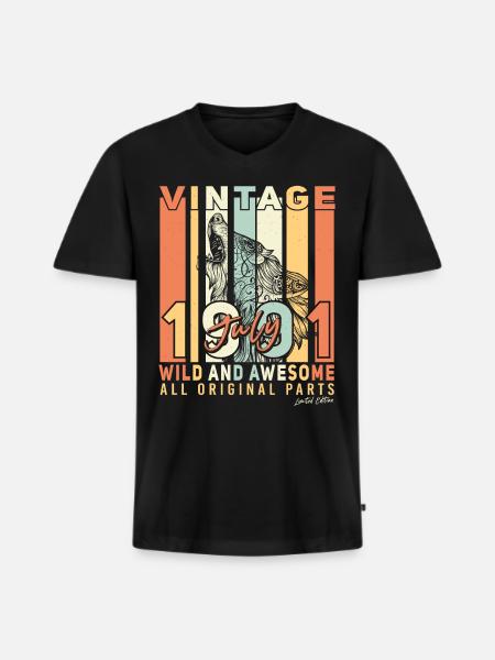 July 1991 Gift idea - Men's Premium Organic T-shirt with V-neck - black