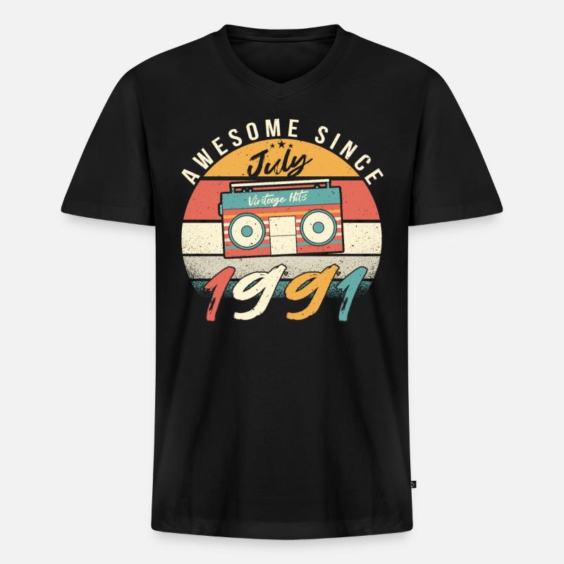 Legendärer Juli 1991 - Männer Premium Bio T-Shirt mit V-Ausschnitt - Schwarz